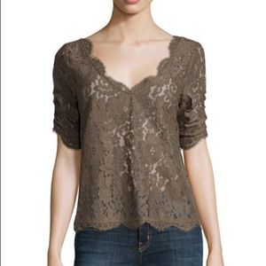 Joie Navine deep V neck lace top